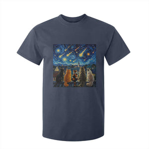 Starry Night Cats Watching Meteors T Shirt For Kid Astronomy Lover Gift