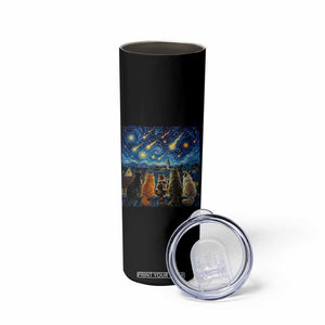 Starry Night Cats Watching Meteors Skinny Tumbler Astronomy Lover Gift