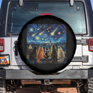 Starry Night Cats Watching Meteors Spare Tire Cover Astronomy Lover Gift
