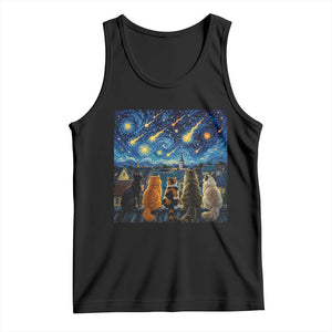 Starry Night Cats Watching Meteors Tank Top Astronomy Lover Gift