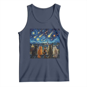 Starry Night Cats Watching Meteors Tank Top Astronomy Lover Gift
