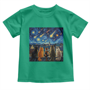 Starry Night Cats Watching Meteors Toddler T Shirt Astronomy Lover Gift
