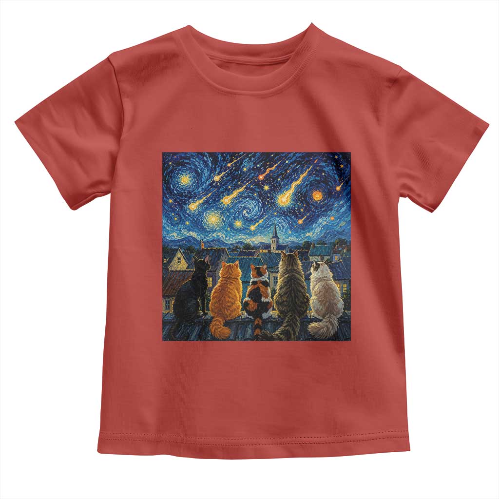 Starry Night Cats Watching Meteors Toddler T Shirt Astronomy Lover Gift