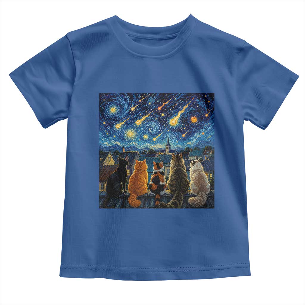 Starry Night Cats Watching Meteors Toddler T Shirt Astronomy Lover Gift