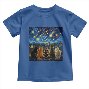 Starry Night Cats Watching Meteors Toddler T Shirt Astronomy Lover Gift