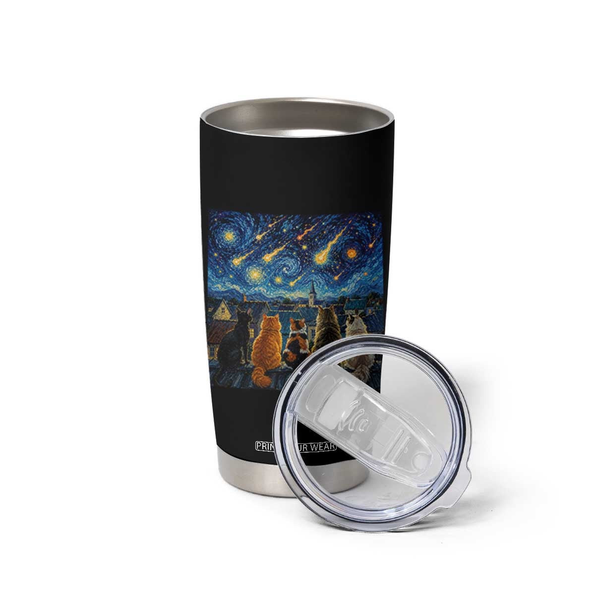 Starry Night Cats Watching Meteors Tumbler Cup Astronomy Lover Gift