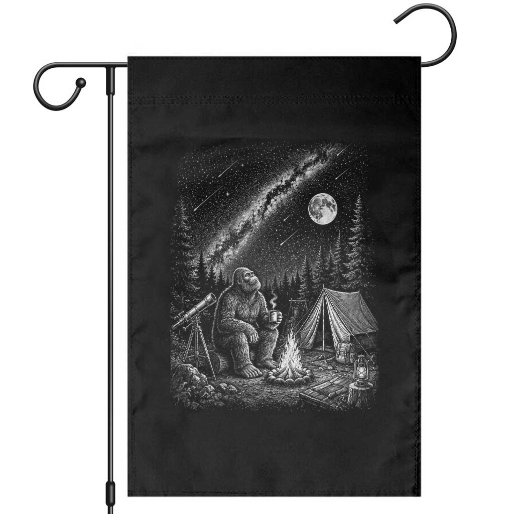 Bigfoot Camping Under Meteor Showers Garden Flag Stargazer Gift
