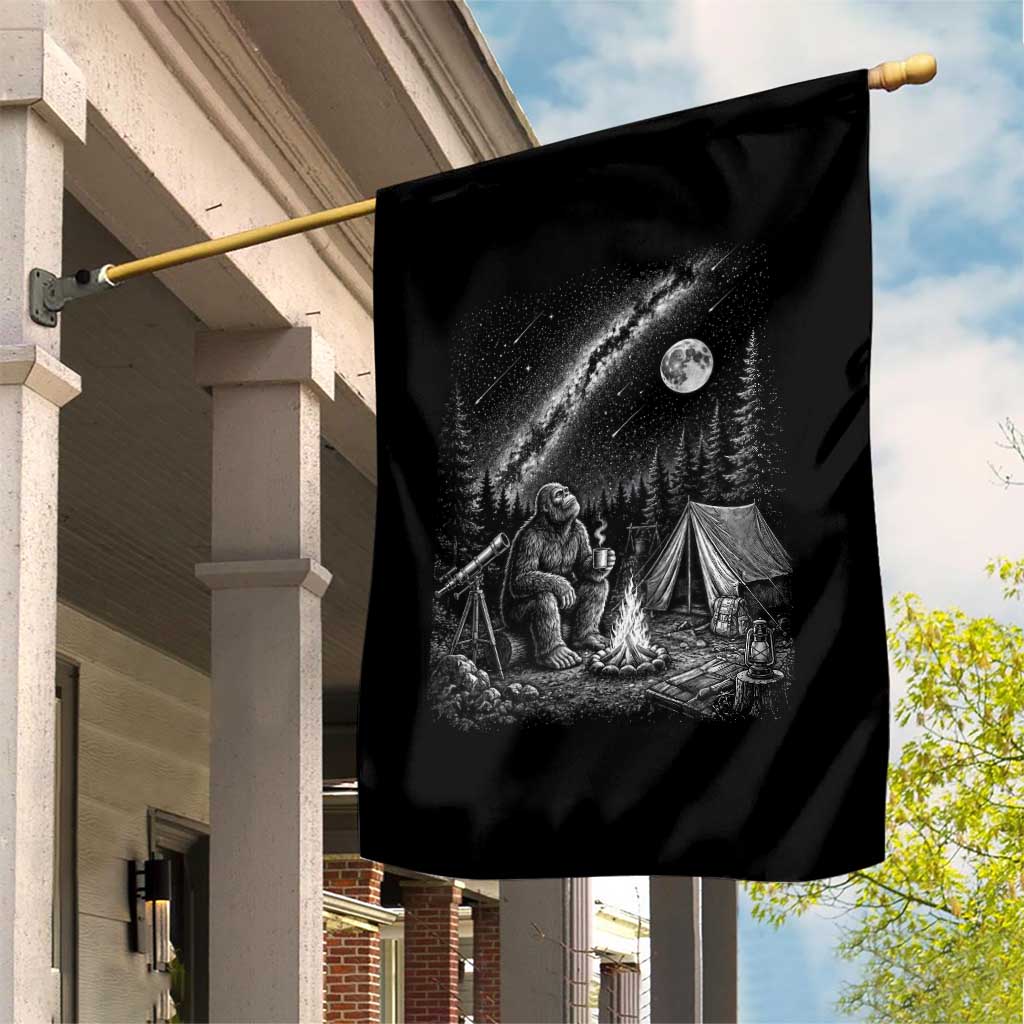 Bigfoot Camping Under Meteor Showers Garden Flag Stargazer Gift