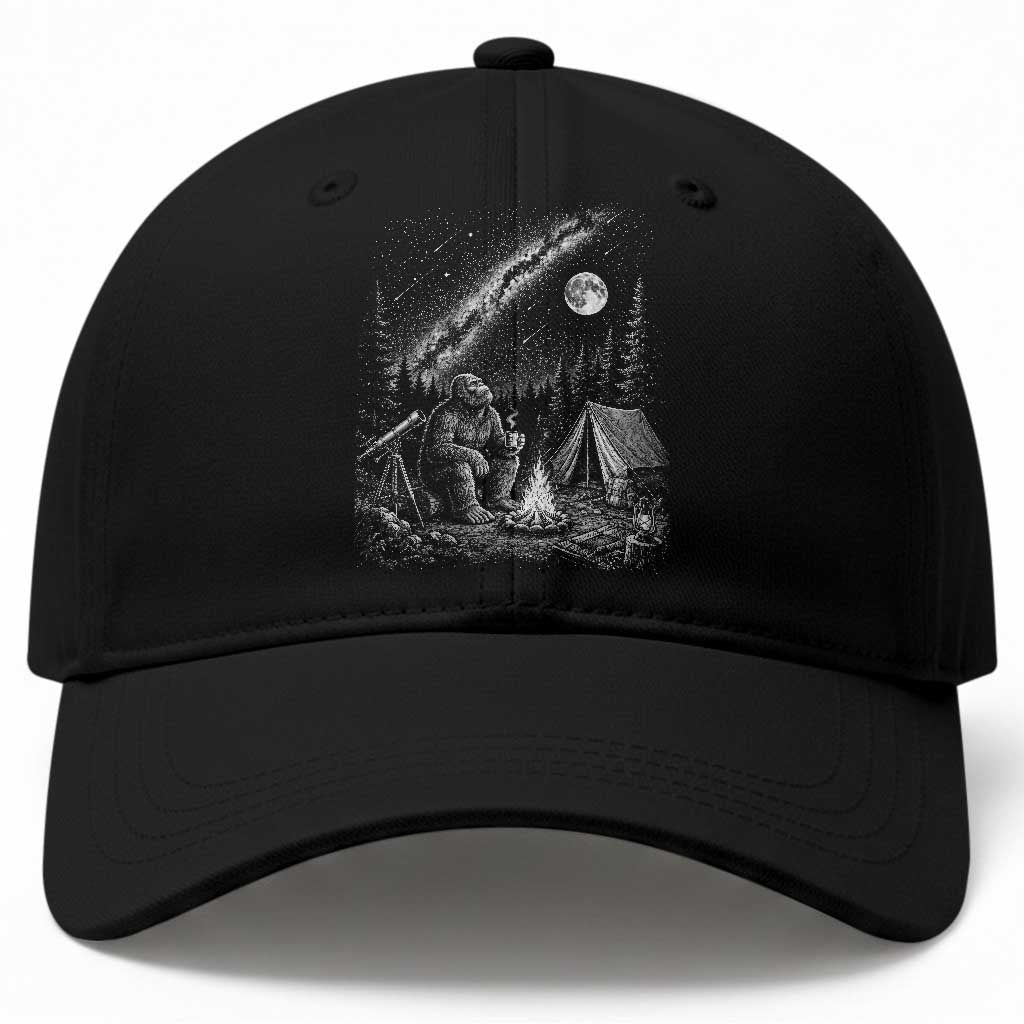 Bigfoot Camping Under Meteor Showers Baseball Cap Stargazer Gift