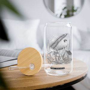 Bigfoot Camping Under Meteor Showers Glass Can Stargazer Gift
