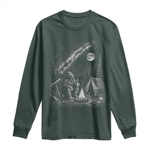 Bigfoot Camping Under Meteor Showers Long Sleeve Shirt Stargazer Gift