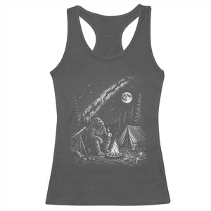 Bigfoot Camping Under Meteor Showers Racerback Tank Top Stargazer Gift