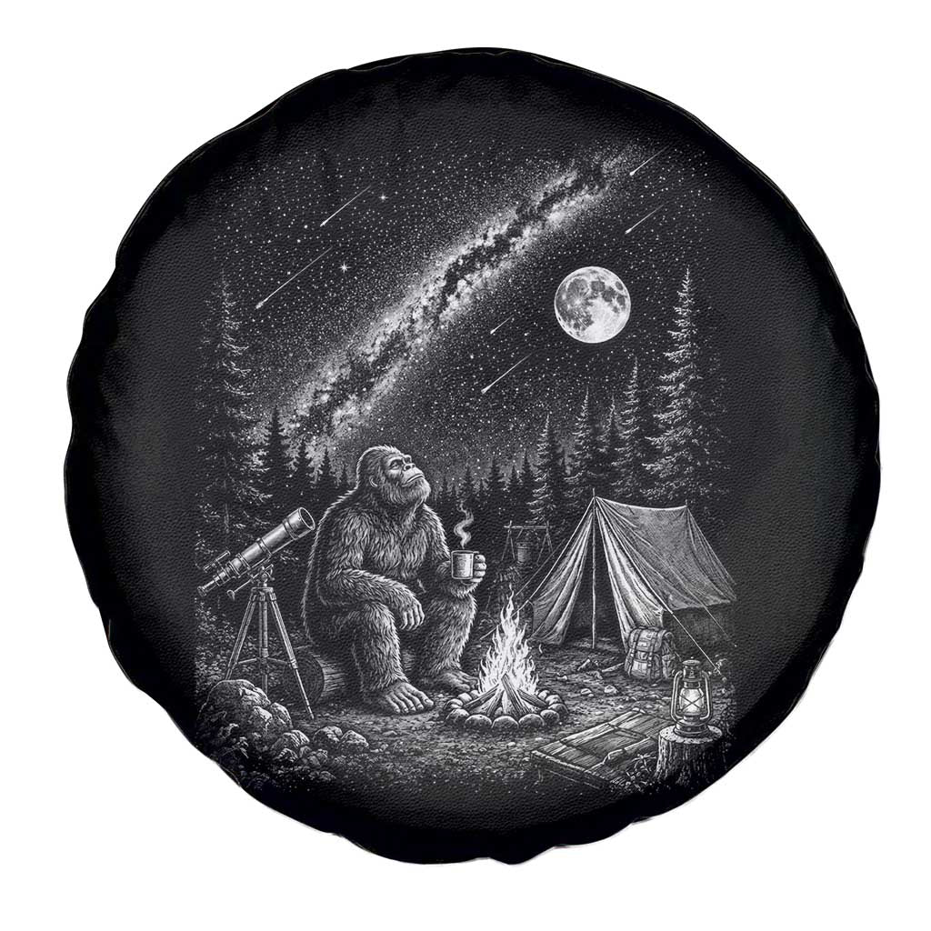 Bigfoot Camping Under Meteor Showers Spare Tire Cover Stargazer Gift