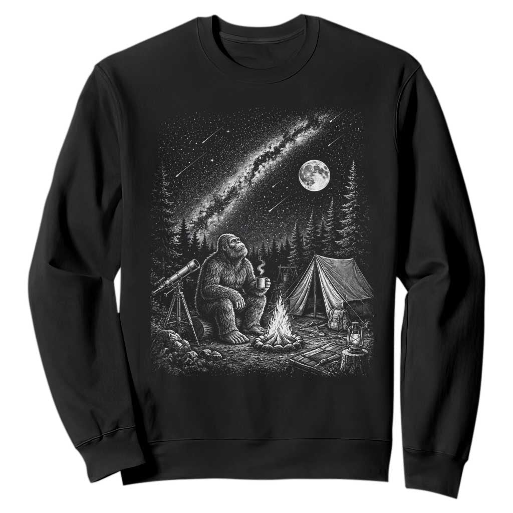 Bigfoot Camping Under Meteor Showers Sweatshirt Stargazer Gift