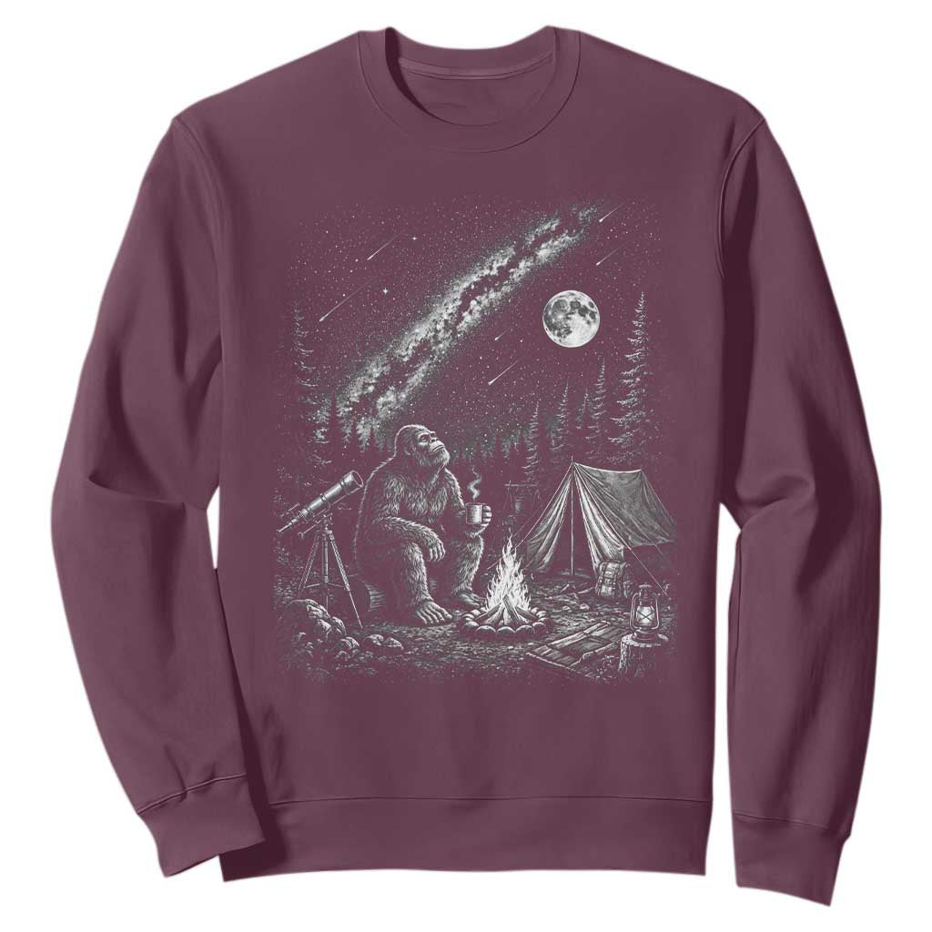 Bigfoot Camping Under Meteor Showers Sweatshirt Stargazer Gift