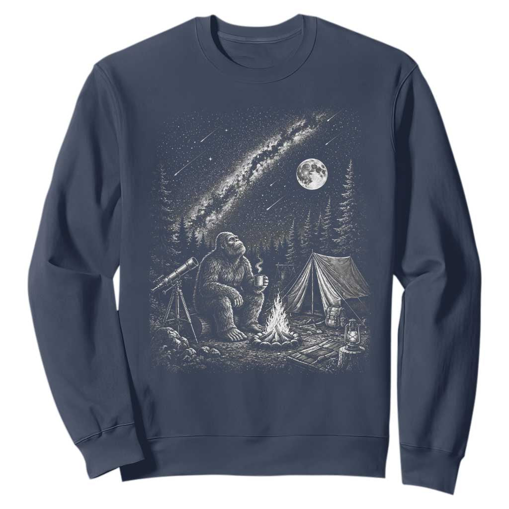 Bigfoot Camping Under Meteor Showers Sweatshirt Stargazer Gift