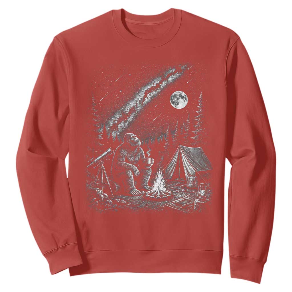 Bigfoot Camping Under Meteor Showers Sweatshirt Stargazer Gift