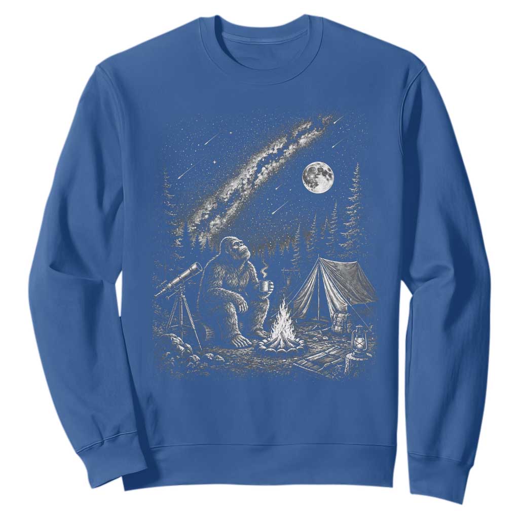 Bigfoot Camping Under Meteor Showers Sweatshirt Stargazer Gift