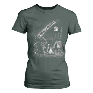 Bigfoot Camping Under Meteor Showers T Shirt For Women Stargazer Gift