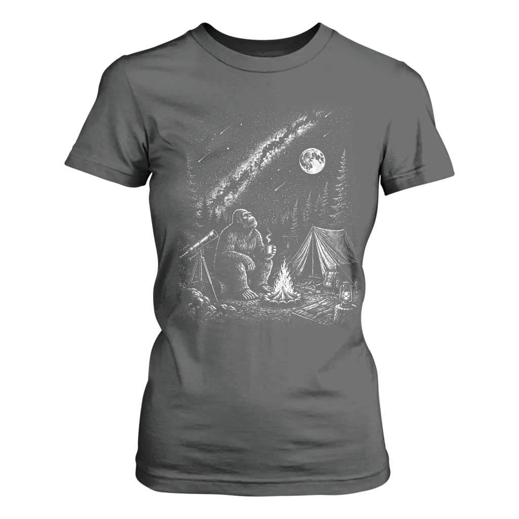 Bigfoot Camping Under Meteor Showers T Shirt For Women Stargazer Gift