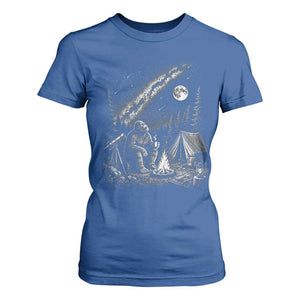Bigfoot Camping Under Meteor Showers T Shirt For Women Stargazer Gift