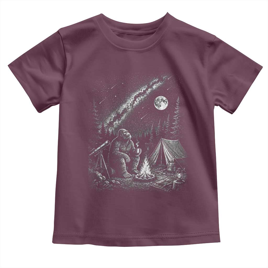 Bigfoot Camping Under Meteor Showers Toddler T Shirt Stargazer Gift