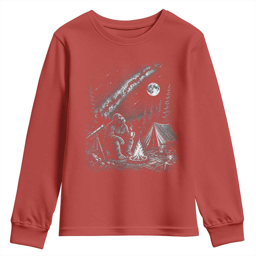 Bigfoot Camping Under Meteor Showers Youth Sweatshirt Stargazer Gift