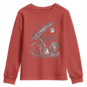 Bigfoot Camping Under Meteor Showers Youth Sweatshirt Stargazer Gift
