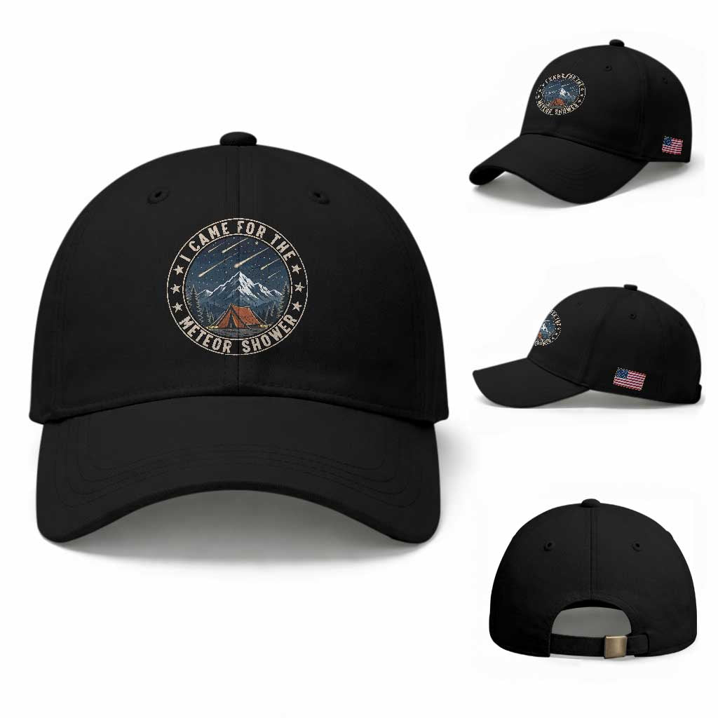 I Came For The Meteor Shower Baseball Cap Funny Astronomy Camping