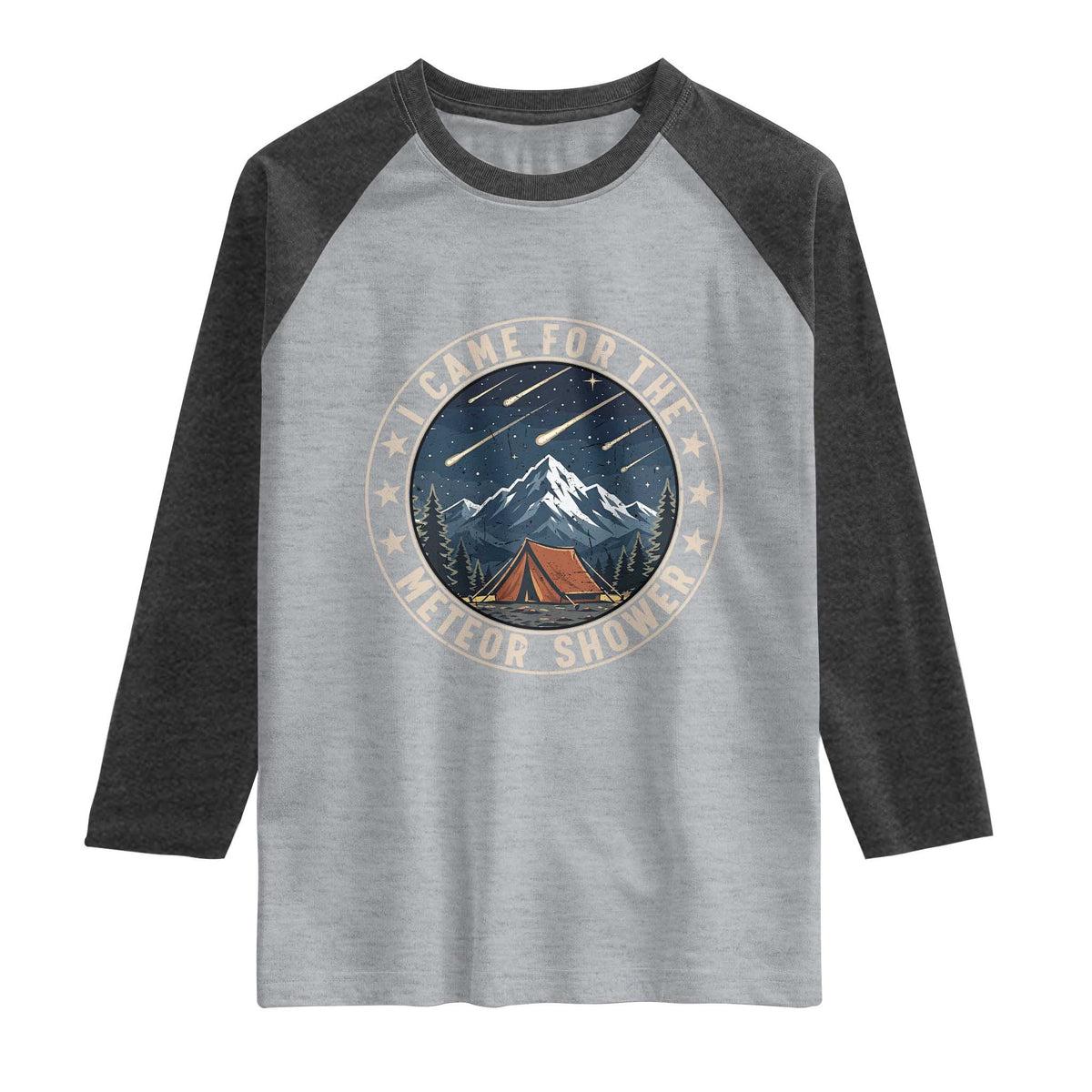 I Came For The Meteor Shower Raglan Shirt Funny Astronomy Camping
