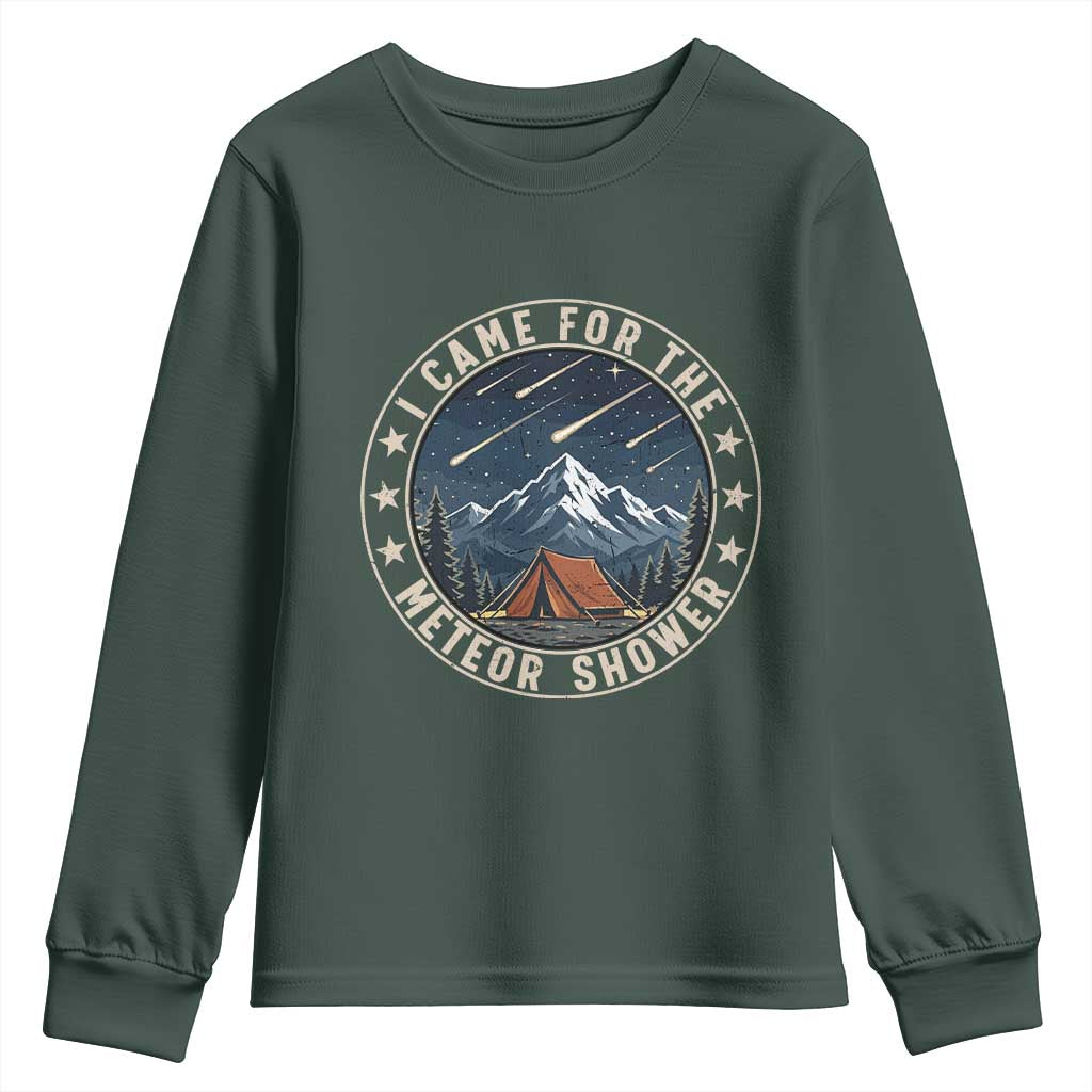 I Came For The Meteor Shower Youth Sweatshirt Funny Astronomy Camping