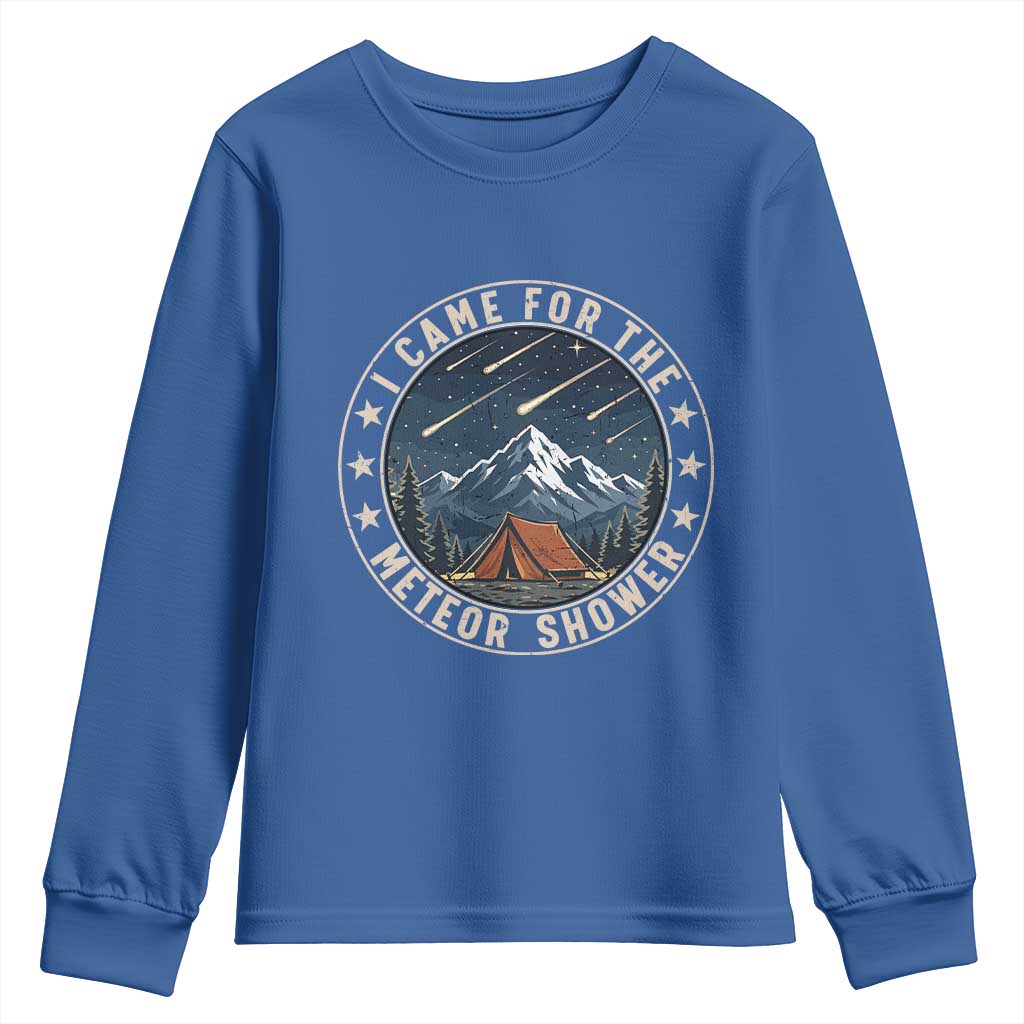 I Came For The Meteor Shower Youth Sweatshirt Funny Astronomy Camping