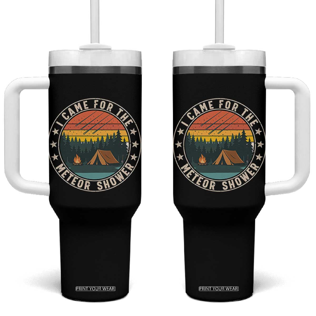 I Came For The Meteor Shower Tumbler With Handle Stargazer Camping Gift
