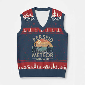 Perseid Meteor Shower V-Neck Knit Sweater Vest Vintage Astronomy Lover