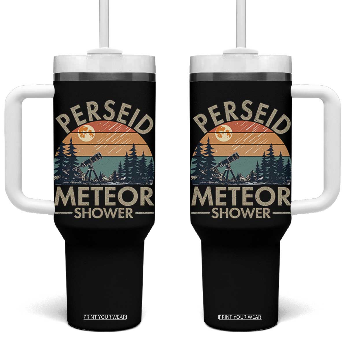 Perseid Meteor Shower Tumbler With Handle Vintage Astronomy Lover