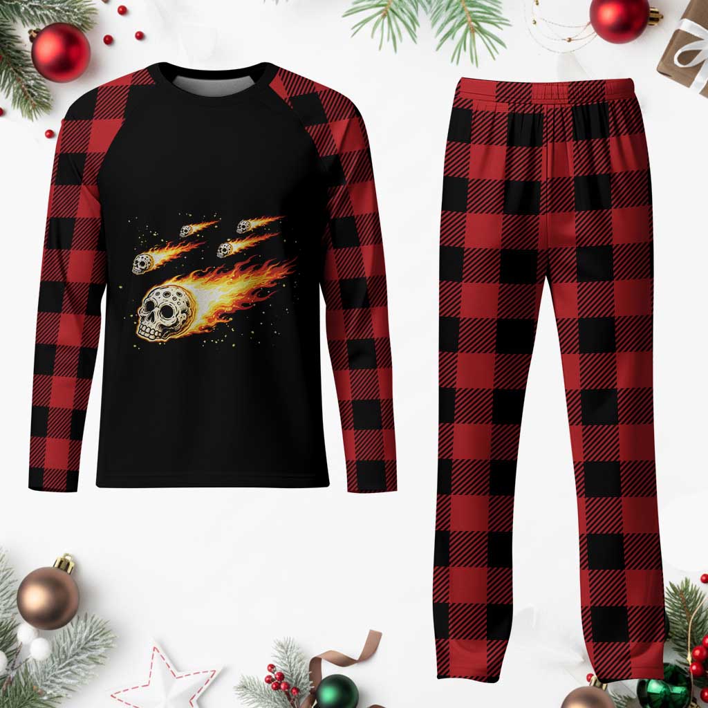 Skull Meteorite Plaid Pajama Set Deep Space Asteroid Meteor Shower TS12 Buffalo Plaid Print Your Wear