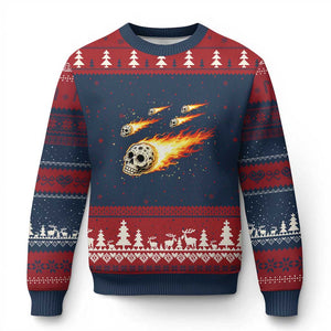 Skull Meteorite Ugly Christmas Sweater Deep Space Asteroid Meteor Shower