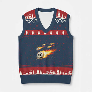 Skull Meteorite V-Neck Knit Sweater Vest Deep Space Asteroid Meteor Shower