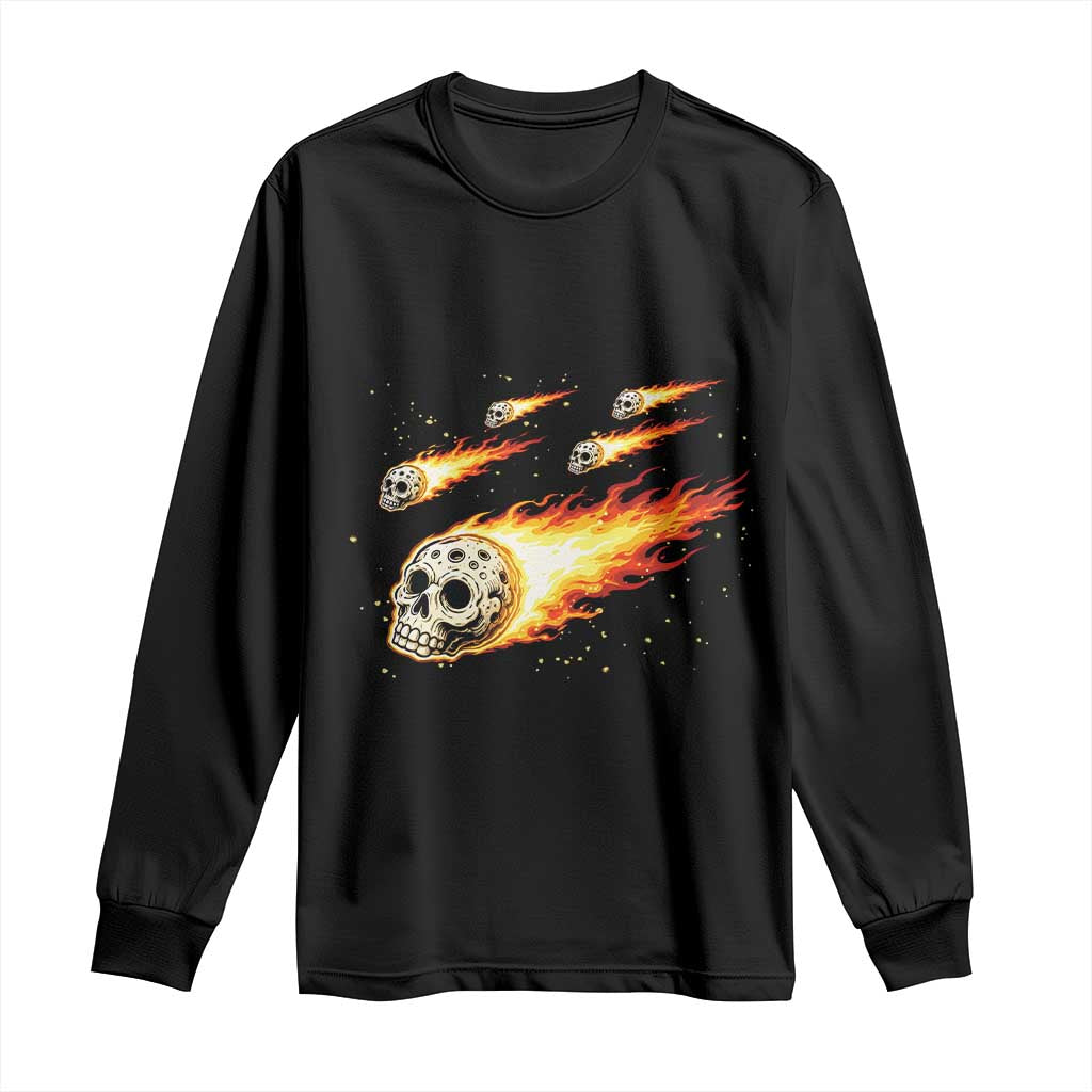 Skull Meteorite Long Sleeve Shirt Deep Space Asteroid Meteor Shower TS12 Black Print Your Wear