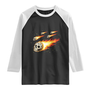 Skull Meteorite Raglan Shirt Deep Space Asteroid Meteor Shower