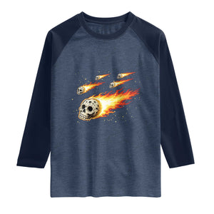 Skull Meteorite Raglan Shirt Deep Space Asteroid Meteor Shower