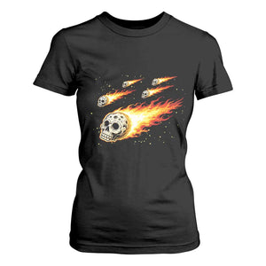 Skull Meteorite T Shirt For Women Deep Space Asteroid Meteor Shower