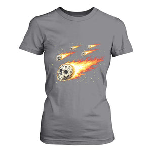 Skull Meteorite T Shirt For Women Deep Space Asteroid Meteor Shower