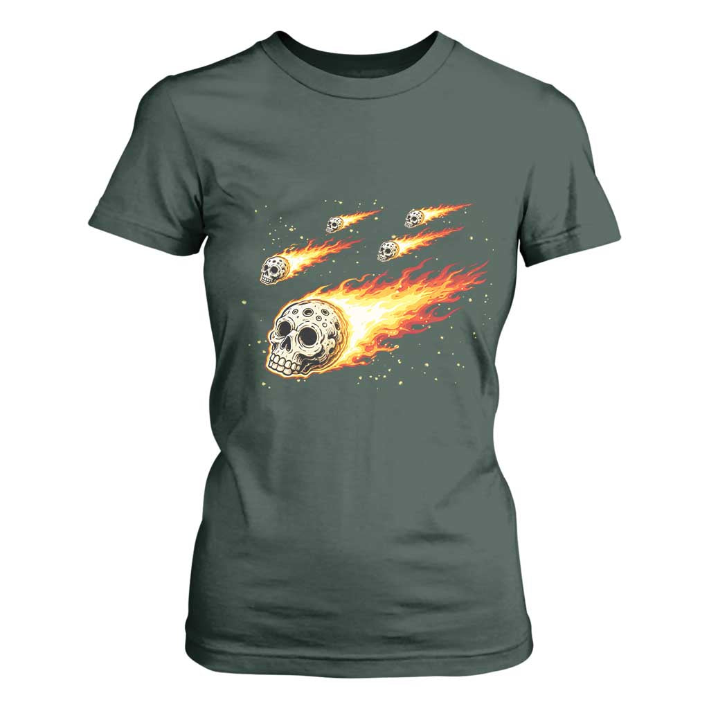 Skull Meteorite T Shirt For Women Deep Space Asteroid Meteor Shower