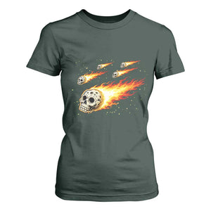 Skull Meteorite T Shirt For Women Deep Space Asteroid Meteor Shower