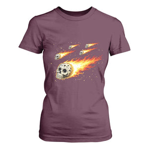 Skull Meteorite T Shirt For Women Deep Space Asteroid Meteor Shower