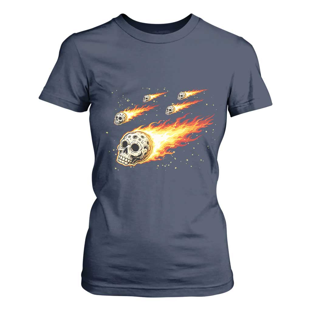 Skull Meteorite T Shirt For Women Deep Space Asteroid Meteor Shower