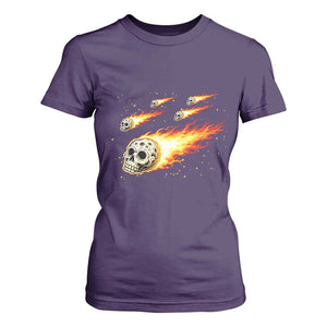 Skull Meteorite T Shirt For Women Deep Space Asteroid Meteor Shower