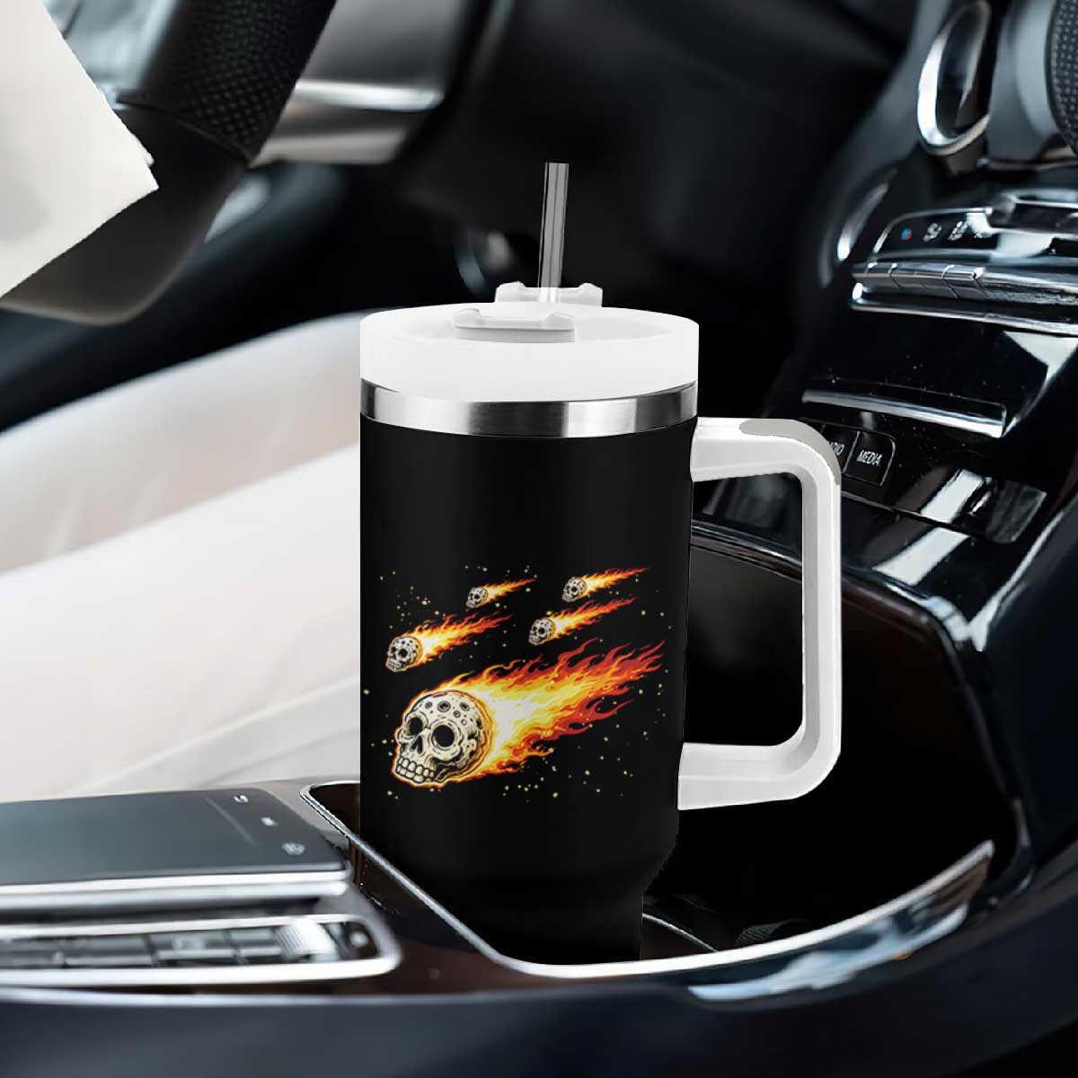 Skull Meteorite Tumbler With Handle Deep Space Asteroid Meteor Shower