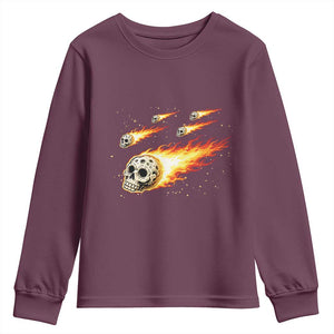 Skull Meteorite Youth Sweatshirt Deep Space Asteroid Meteor Shower